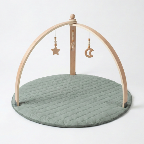 Sapling Wooden Baby Play Gym | Montessori Arch Gym with 3 Hanging Toys & Play Mat, Newborn to 6 Months