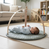 Sapling Wooden Baby Play Gym | Montessori Arch Gym with 3 Hanging Toys & Play Mat, Newborn to 6 Months