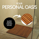 Sapporo Teak Shower and Bath String Mat with Rubber Footing-Bath Mat-Parc Decor