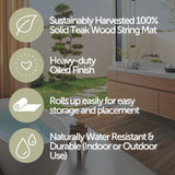 Sapporo Teak Shower and Bath String Mat with Rubber Footing-Bath Mat-Parc Decor