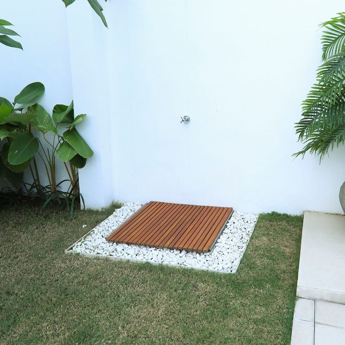 Sapporo Teak Shower and Bath String Mat with Rubber Footing-Bath Mat-Parc Decor