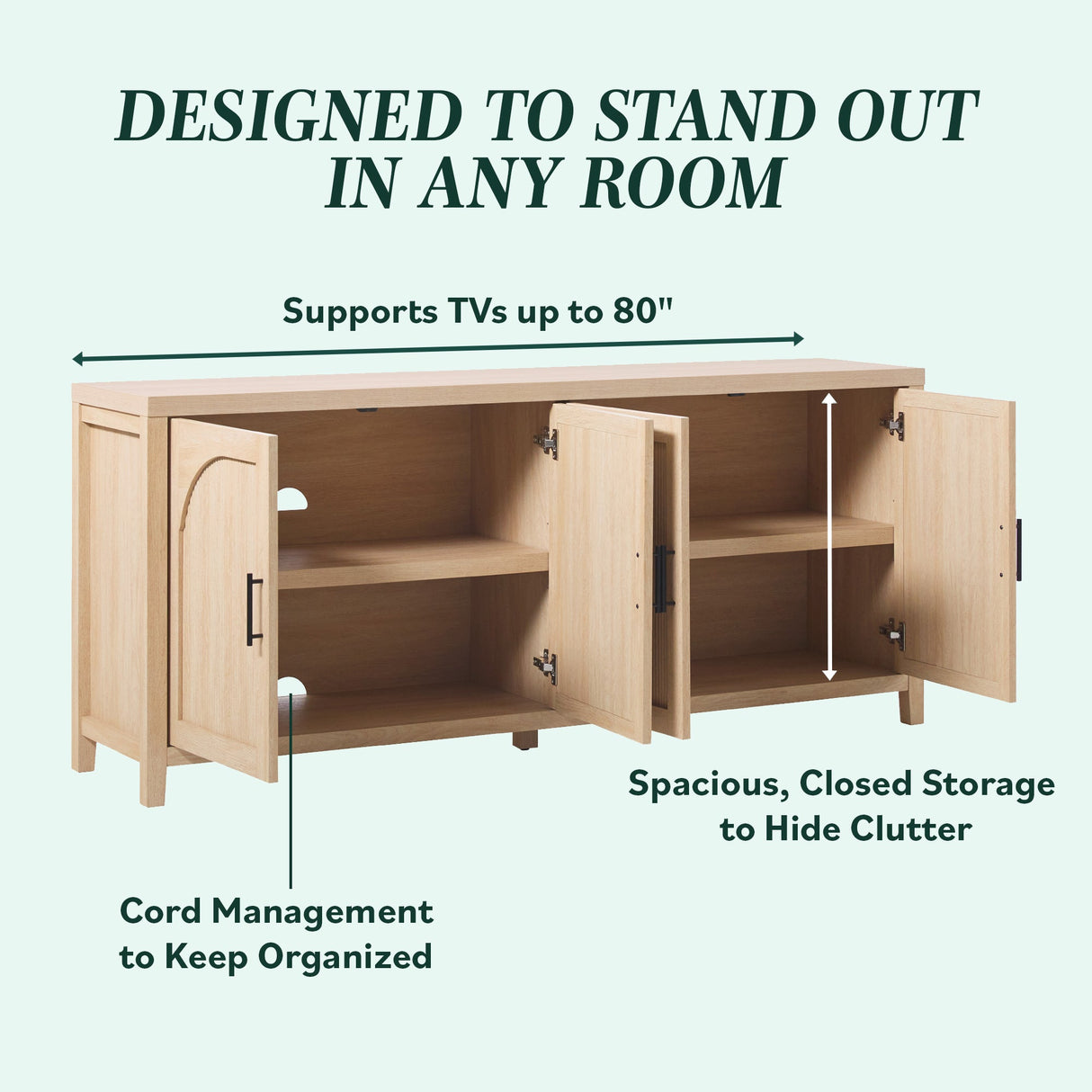 Sasha Modern Reeded Sideboard / TV Stand-Dining / Kitchen-Parc Decor