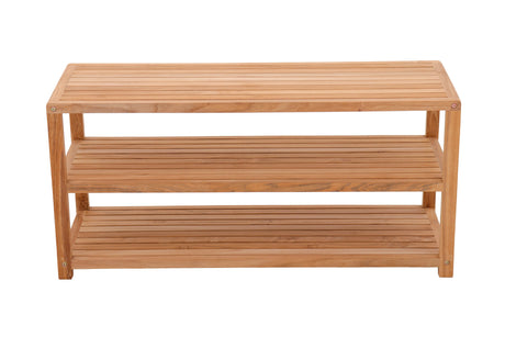 Savannah Natural Teak Shower and Spa – Bathroom – Outdoor Storage Bench with Shelves-Bench-Parc Decor