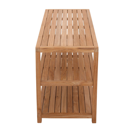 Savannah Natural Teak Shower and Spa – Bathroom – Outdoor Storage Bench with Shelves-Bench-Parc Decor