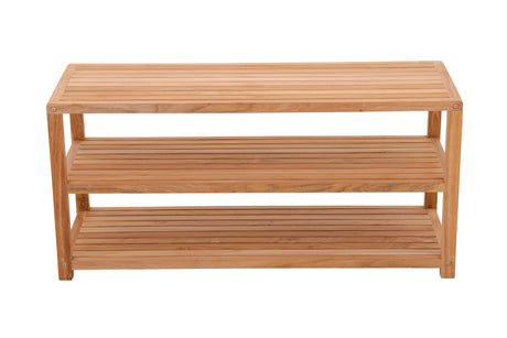 Savannah Natural Teak Shower and Spa/Bathroom/Outdoor Storage Bench with Shelves-Bench-Parc Decor