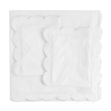 Scallop Frame Embroidered Cotton Percale Duvet Set