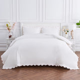 Scallop Frame Embroidered Cotton Percale Duvet Set