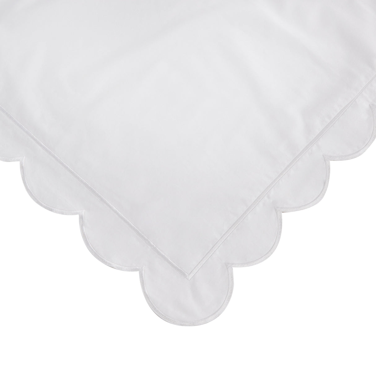 Scallop Frame Embroidered Cotton Percale Duvet Set-Duvet-Parc Decor