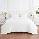 Scallop Frame Embroidered Cotton Percale Duvet Set-Duvet-Parc Decor