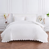 Scallop Frame Embroidered Cotton Percale Duvet Set-Duvet-Parc Decor