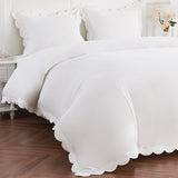 Scallop Frame Embroidered Cotton Percale Duvet Set-Duvet-Parc Decor