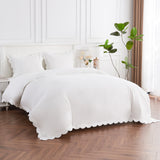 Scallop Frame Embroidered Cotton Percale Duvet Set-Duvet-Parc Decor