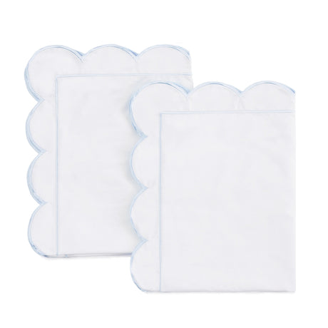Scallop Frame Embroidered Cotton Percale Euro Sham Pair