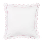 Scallop Frame Embroidered Cotton Percale Euro Sham Pair