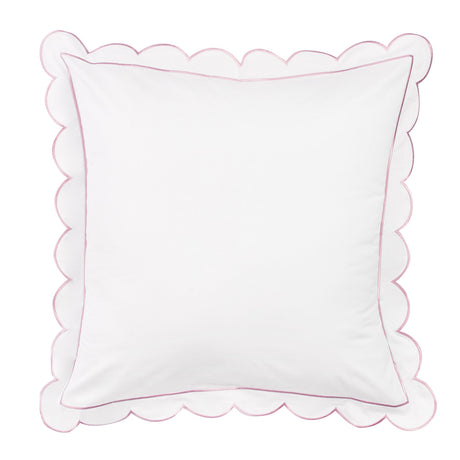 Scallop Frame Embroidered Cotton Percale Euro Sham Pair