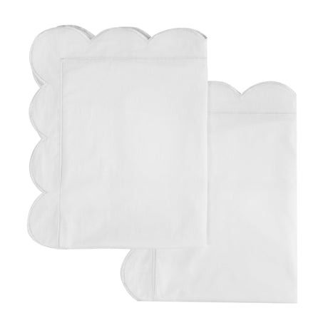 Scallop Frame Embroidered Cotton Percale Euro Sham Pair