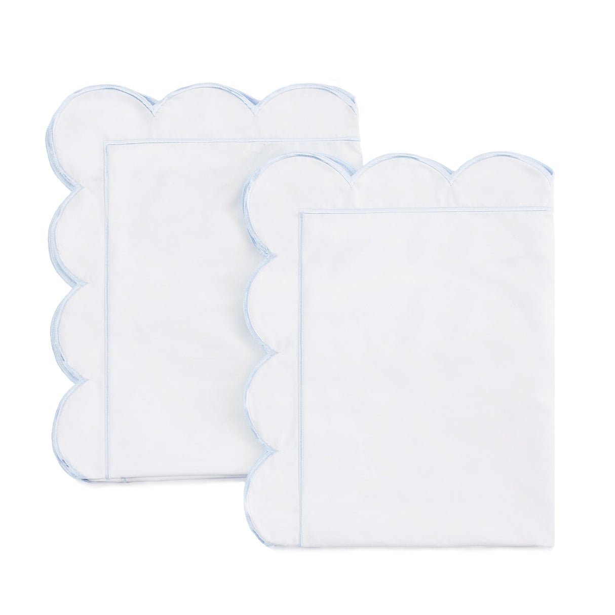 Scallop Frame Embroidered Cotton Percale Euro Sham Pair-Pillowcase-Parc Decor