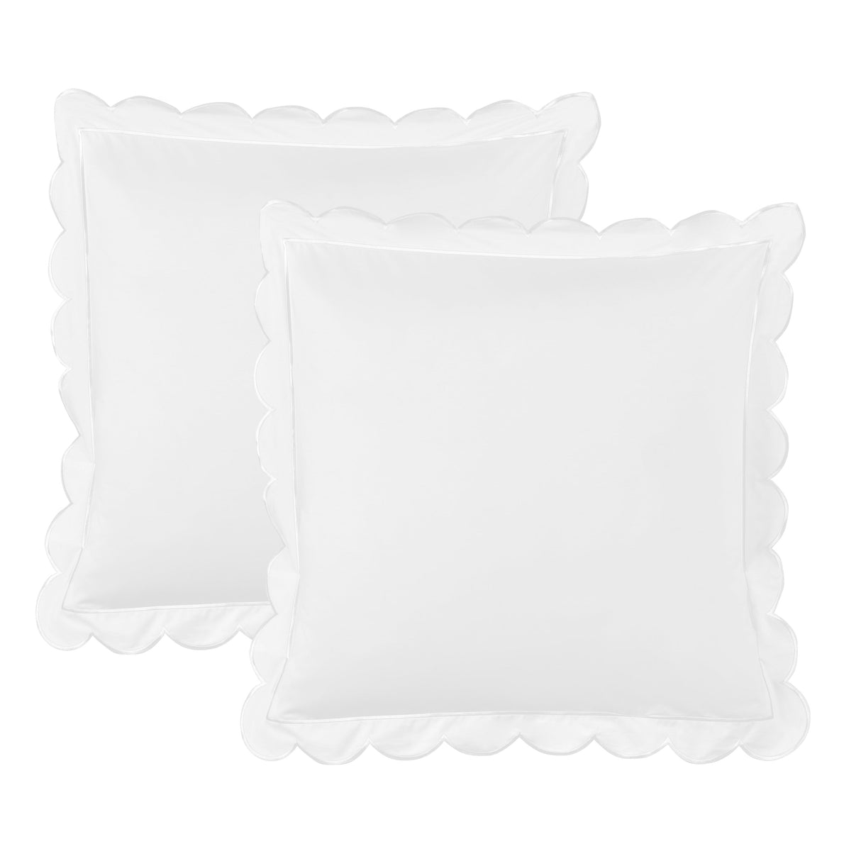 Scallop Frame Embroidered Cotton Percale Euro Sham Pair-Pillowcase-Parc Decor