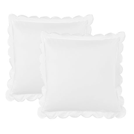 Scallop Frame Embroidered Cotton Percale Euro Sham Pair-Pillowcase-Parc Decor