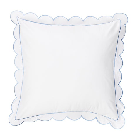 Scallop Frame Embroidered Cotton Percale Euro Sham Pair-Pillowcase-Parc Decor