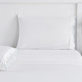 Scallop Frame Embroidered Cotton Percale Pillowcase Pair