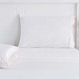 Scallop Frame Embroidered Cotton Percale Pillowcase Pair-Pillowcase-Parc Decor
