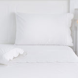 Scallop Frame Embroidered Cotton Percale Pillowcase Pair-Pillowcase-Parc Decor