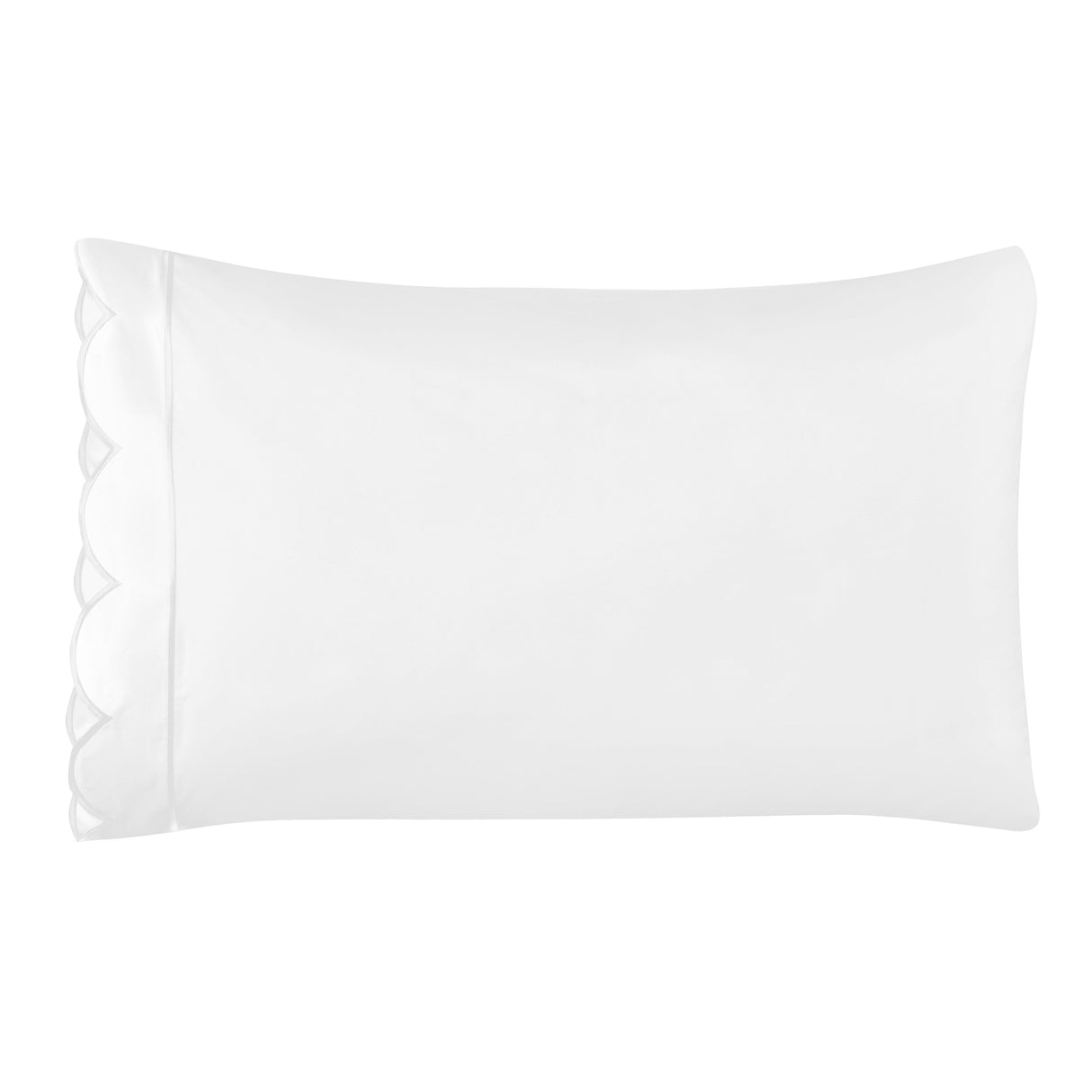 Scallop Frame Embroidered Cotton Percale Pillowcase Pair-Pillowcase-Parc Decor