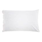 Scallop Frame Embroidered Cotton Percale Pillowcase Pair