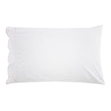 Scallop Frame Embroidered Cotton Percale Pillowcase Pair