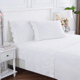 Scallop Frame Embroidered Cotton Percale Sheet Set-Sheets-Parc Decor