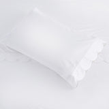 Scallop Frame Embroidered Cotton Percale Sheet Set-Sheets-Parc Decor