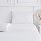 Scallop Frame Embroidered Cotton Percale Sheet Set-Sheets-Parc Decor