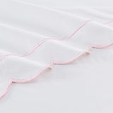 Scallop Frame Embroidered Cotton Percale Sheet Set-Sheets-Parc Decor