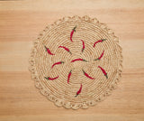Scattered Chili Handwoven Raffia Round Placemat – Artisan Table Décor-table tops-Parc Decor