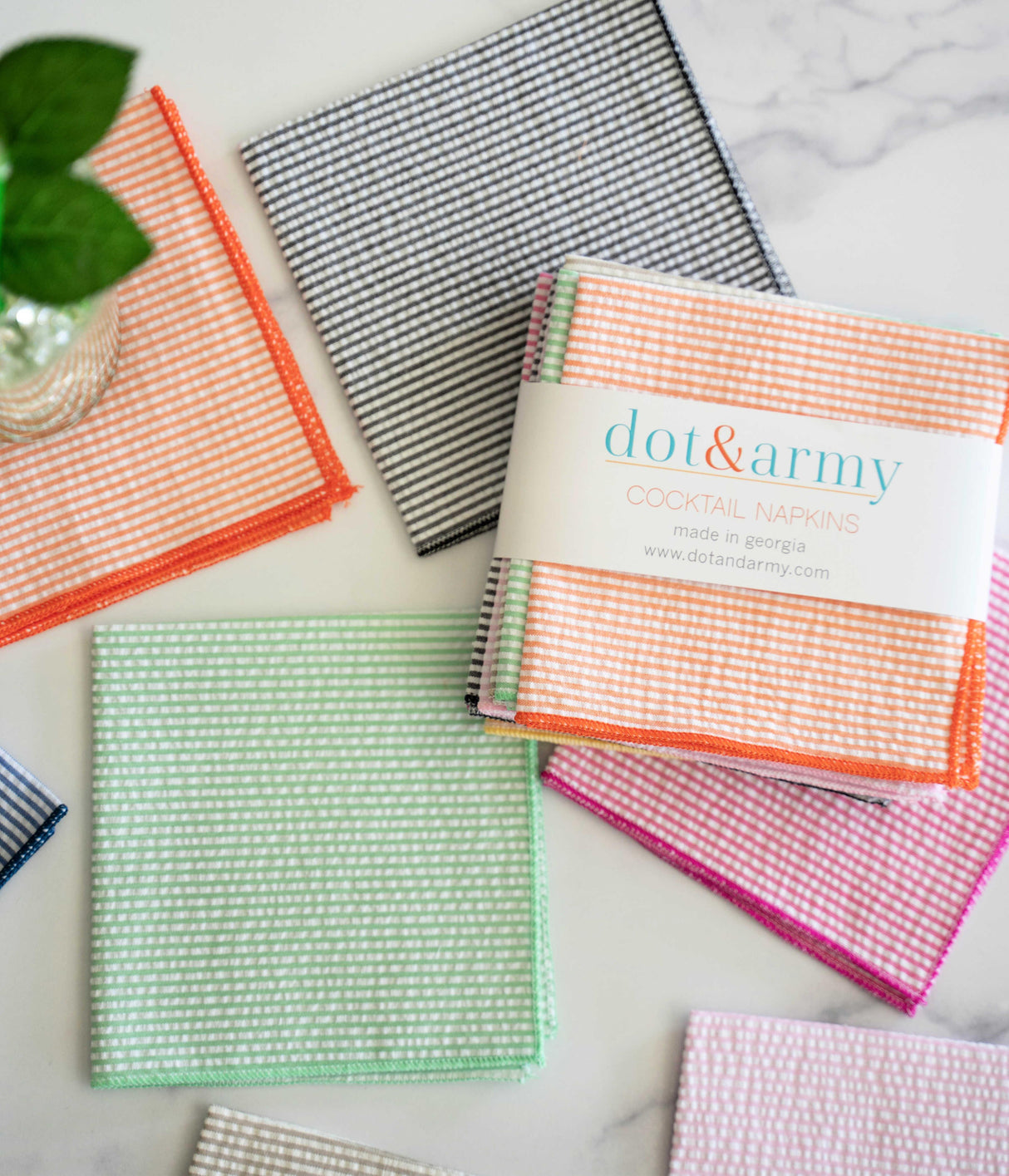 Seersucker Cloth Napkins - Vibrant, Easy-Care - set of eight-Napkins-Parc Decor