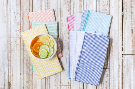 Seersucker Cloth Napkins - Vibrant, Easy-Care - set of eight-Napkins-Parc Decor