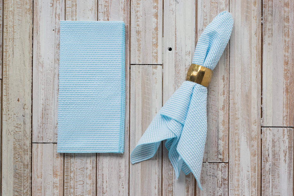 Seersucker Dinner Napkins, set of 4-Napkins-Parc Decor