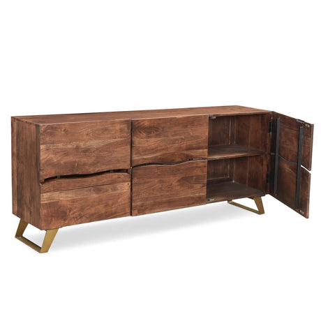 Seesham Live Edge Sideboard with Gold Legs-Sideboard-Parc Decor