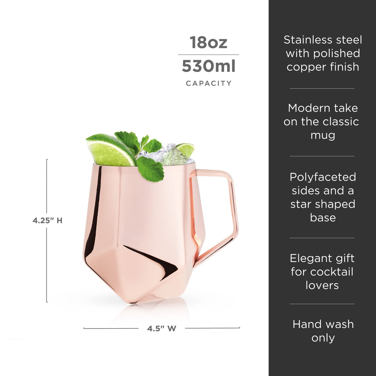Seneca Faceted Copper Moscow Mule Mug-product_type::stemless_cocktail_glasses-Parc Decor