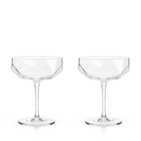 Seneca Faceted Coupe Glasses Set of 2