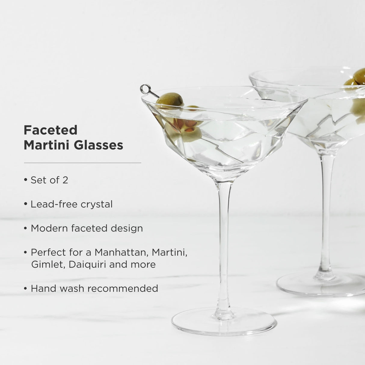 Seneca Faceted Crystal Martini Glasses Set of 2-product_type::stemmed_cocktail_glasses-Parc Decor