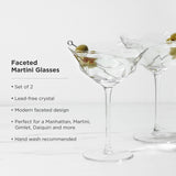 Seneca Faceted Crystal Martini Glasses Set of 2-product_type::stemmed_cocktail_glasses-Parc Decor