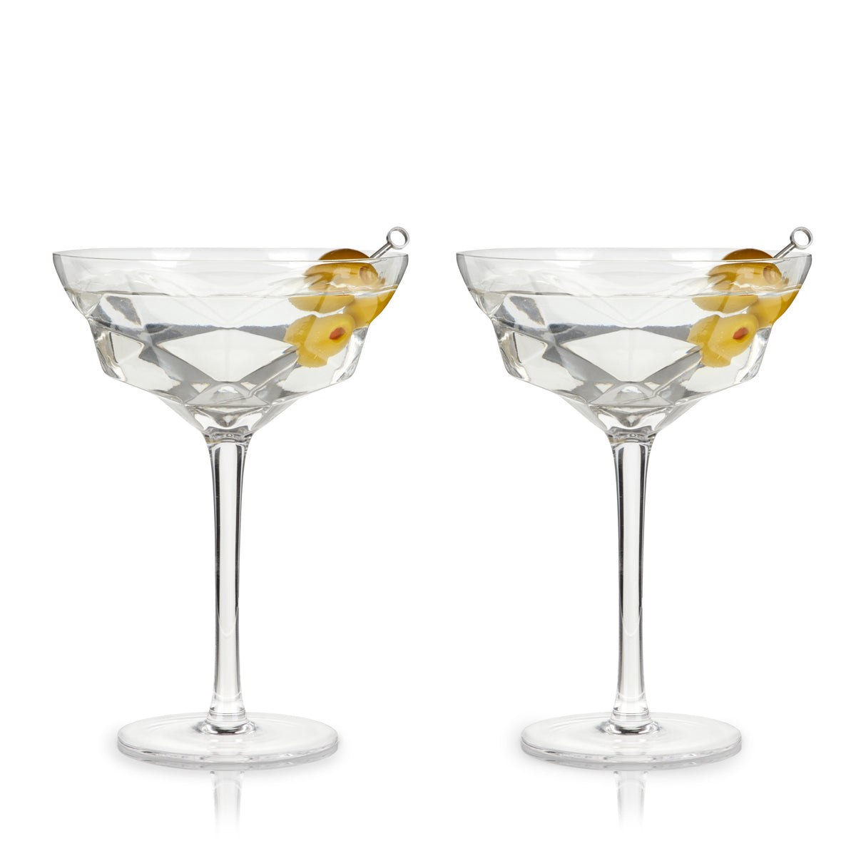 Seneca Faceted Crystal Martini Glasses Set of 2-product_type::stemmed_cocktail_glasses-Parc Decor