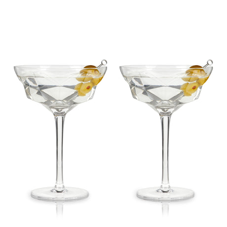 Seneca Faceted Crystal Martini Glasses Set of 2-product_type::stemmed_cocktail_glasses-Parc Decor
