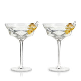 Seneca Faceted Crystal Martini Glasses Set of 2