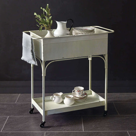 Shabby Chic Metal Rolling Cart-Home Decor-Parc Decor