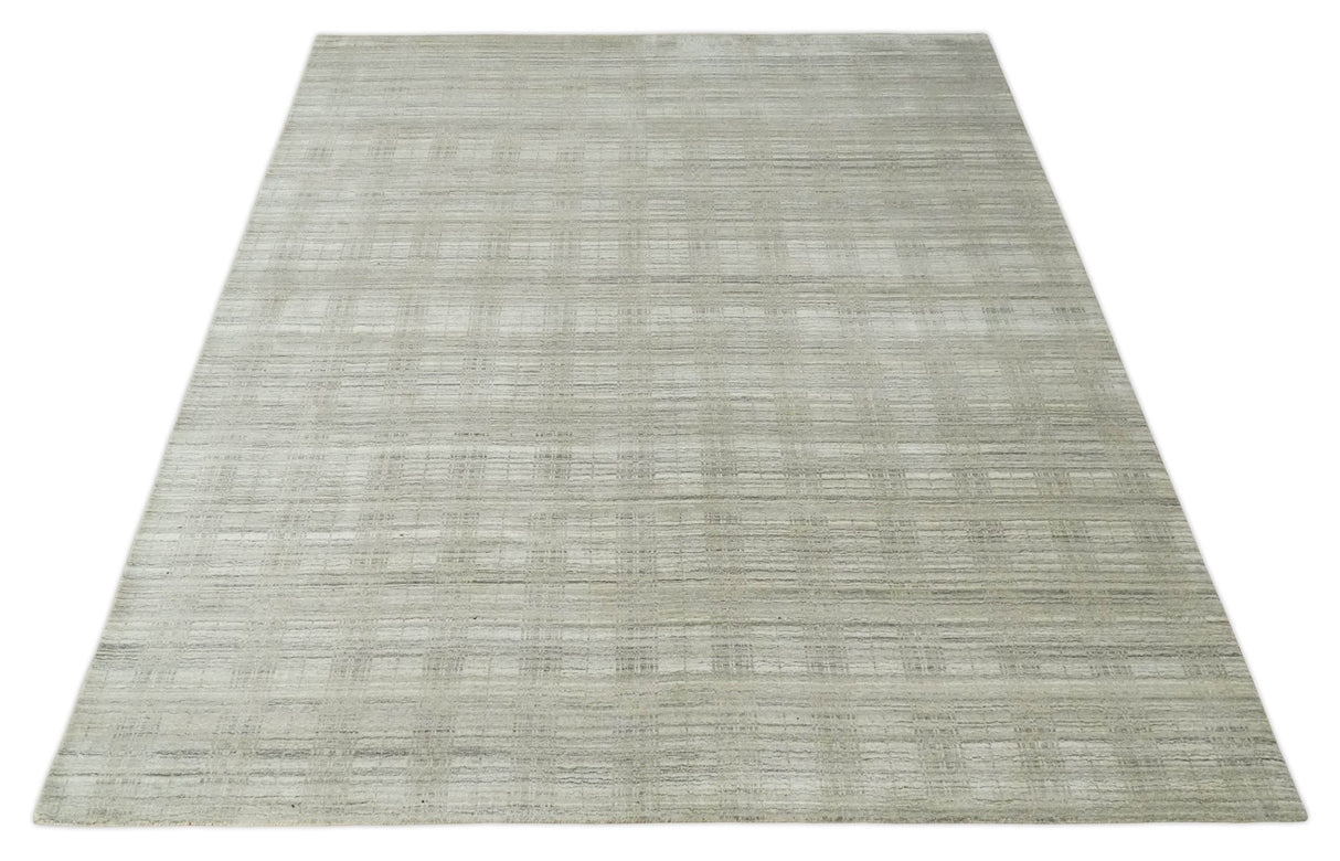Shaded Beige 8x10 Hand Made Blended Wool Flatwoven Area Rug