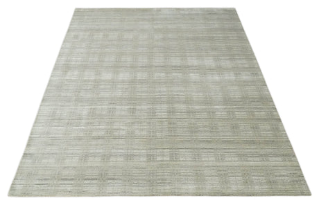 Shaded Beige 8x10 Hand Made Blended Wool Flatwoven Area Rug