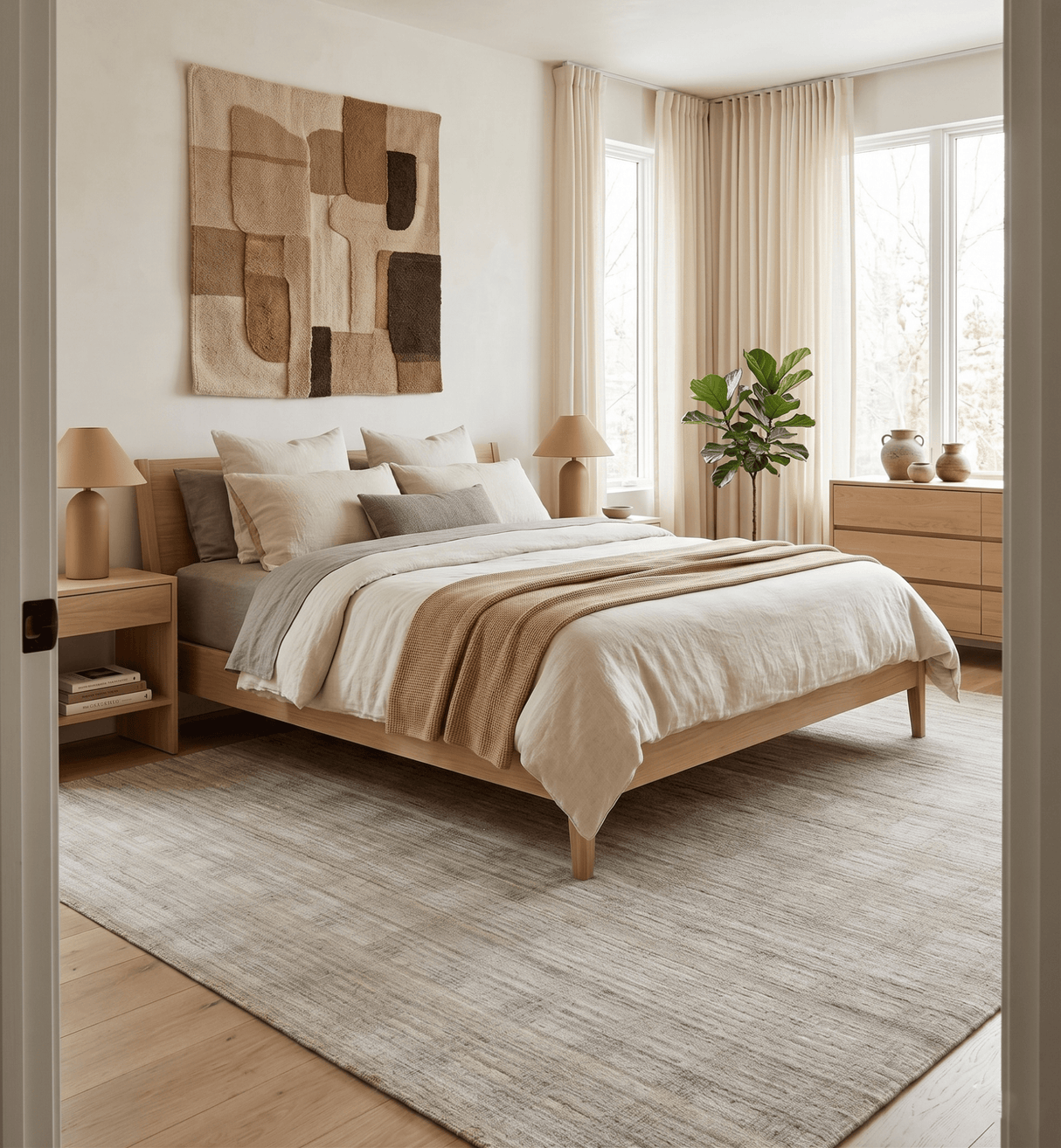 Shaded Beige 8x10 Hand Made Blended Wool Flatwoven Area Rug